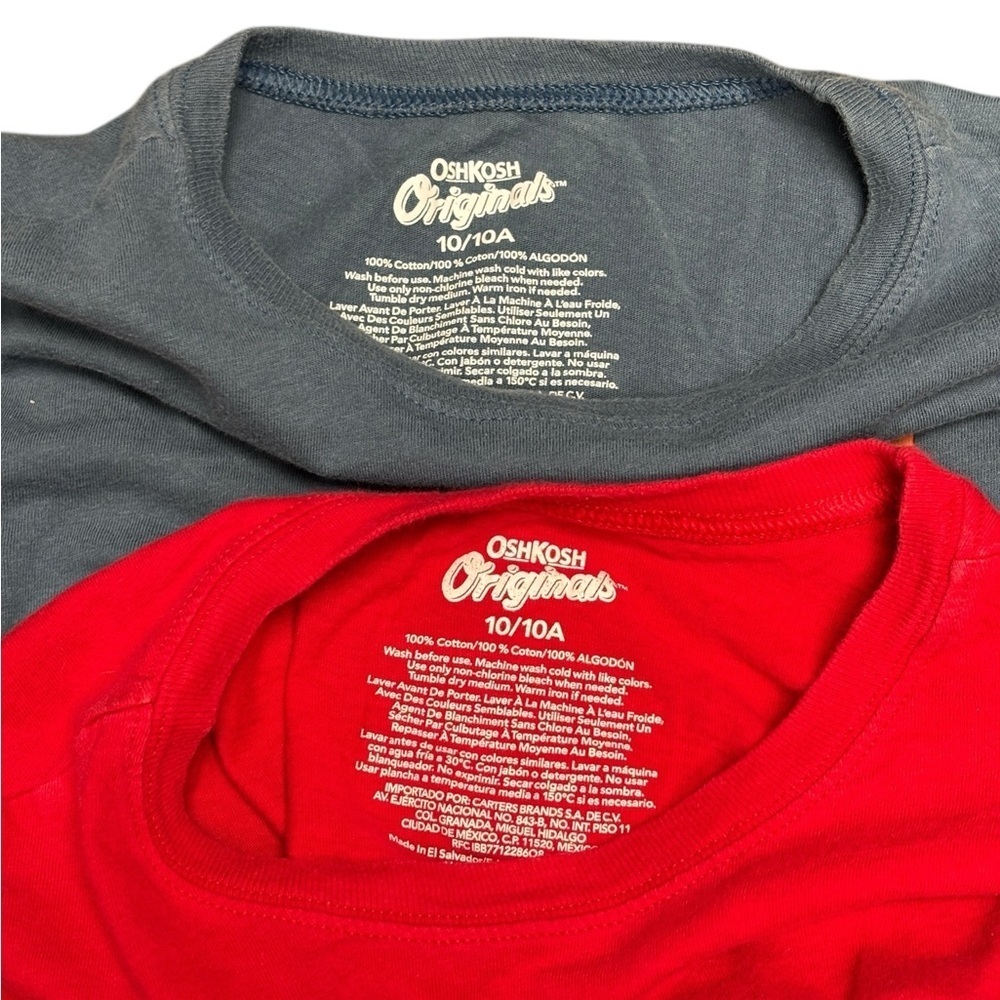 OshKosh B'gosh Red Monster Truck and Blue Fighter Jet Long Sleeve Shirts, GUC - Picture 3 of 9